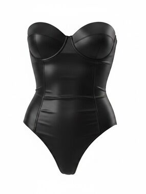 Sexy Coquette PLAYBOY Black Satin Bustier Bodysuit size 1x